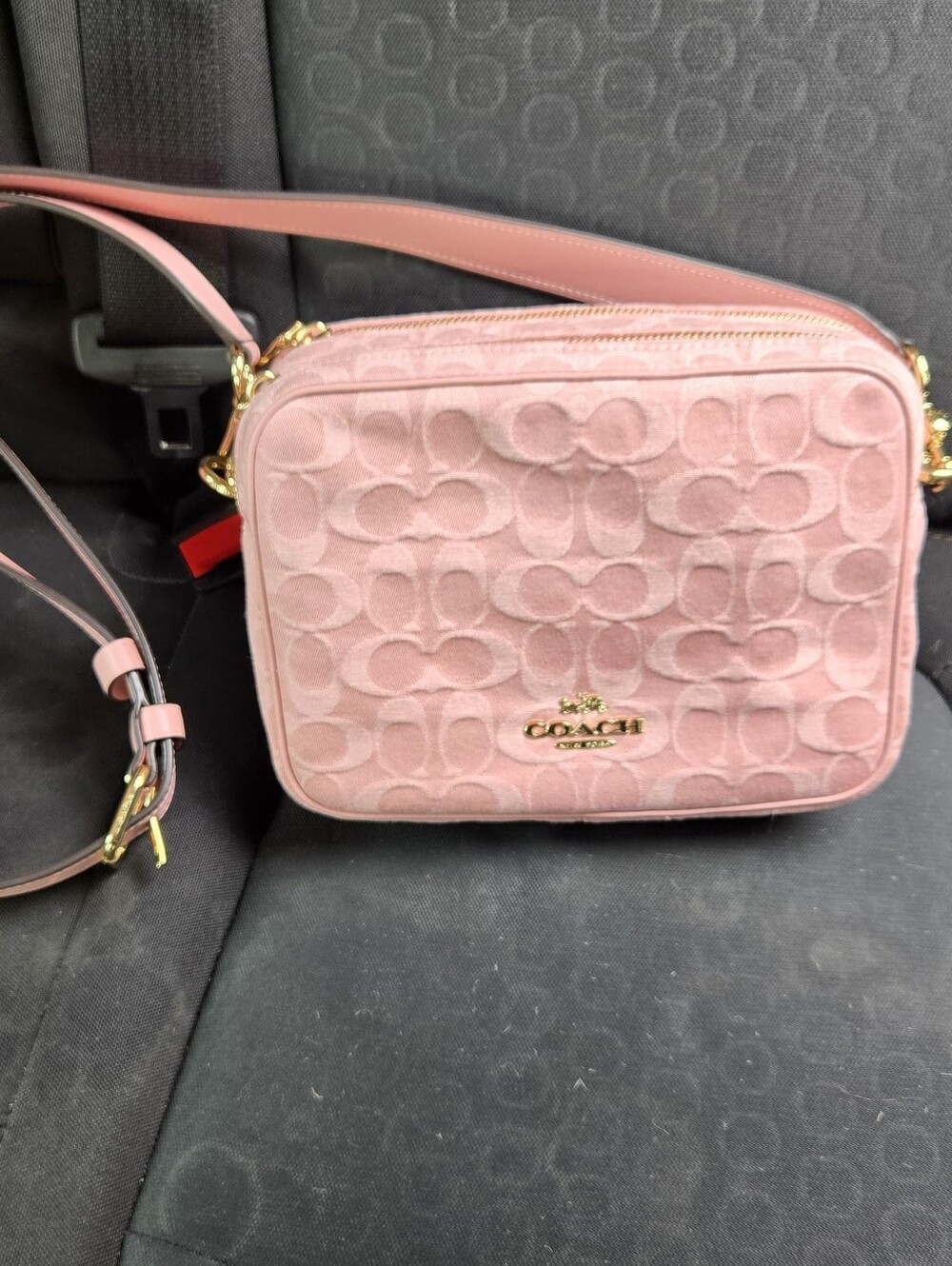 Coach NWT Pink Denim Signature Jacquard Crossbody Bag